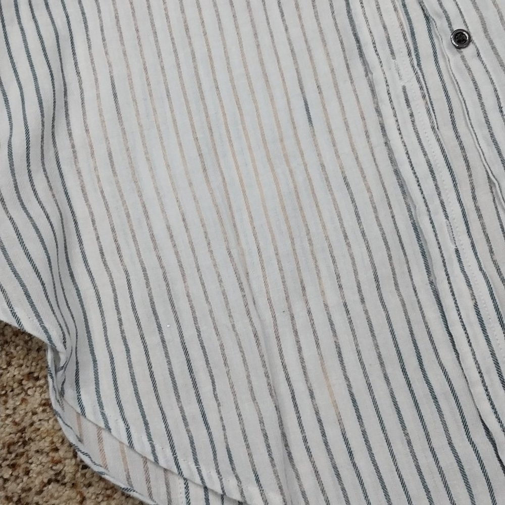 2896 Size 1X Universal Thread Blue and White Upcycled Button Down Shirt - Picture 3 of 8